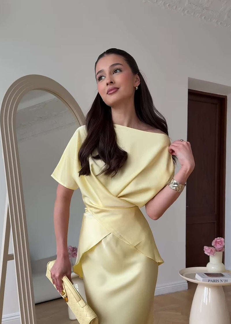 Sierra - Satin Two-piece Skirt and Blouse Set