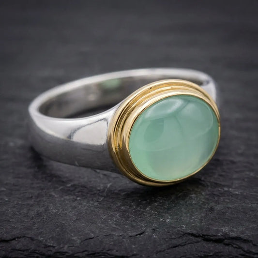 Vintage Gold & Silver Green Stone Ring