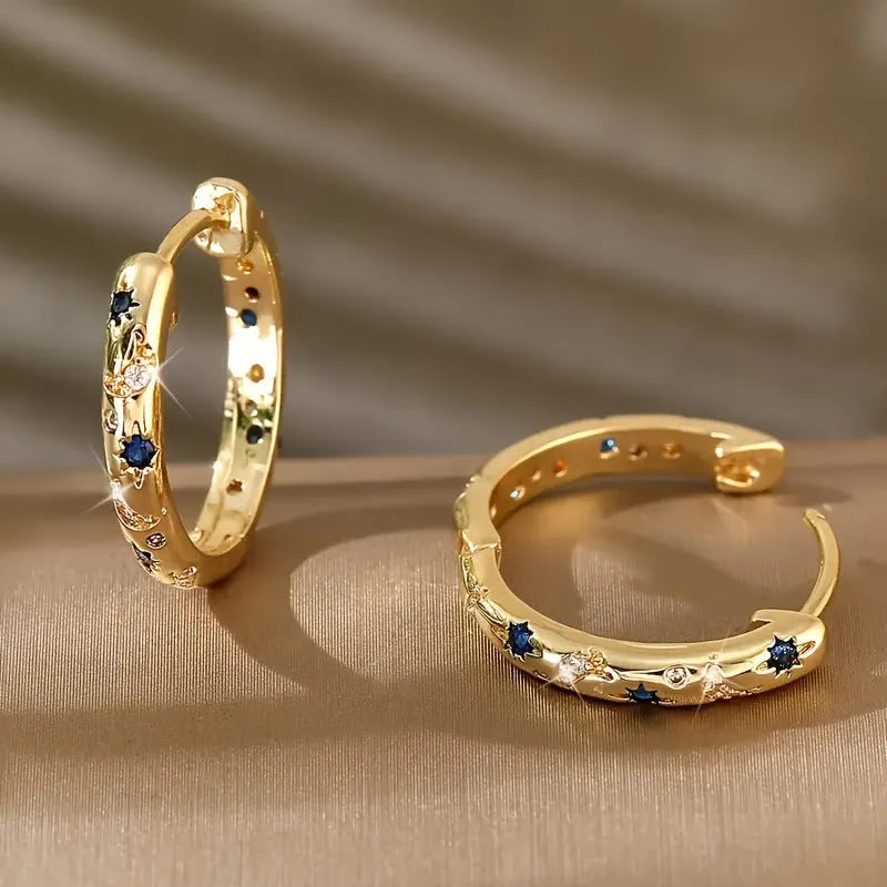 Elegant Sapphire Gold Earrings