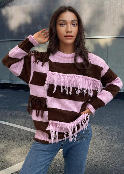 Striped Fringe Tassel Sweater - Bold & Cozy