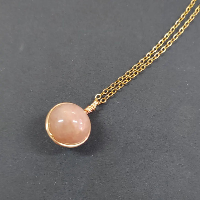 Elegant Peach Moonstone Necklace