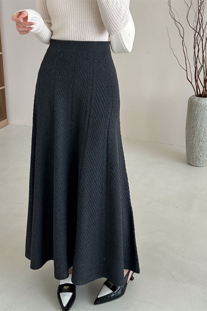 Textured-knit High-waist Maxi Skirt