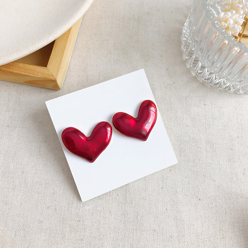 Bold Red Heart Earrings