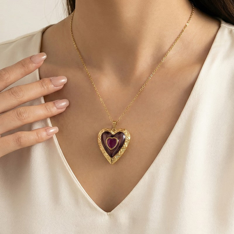 Romantic Purple Heart Necklace
