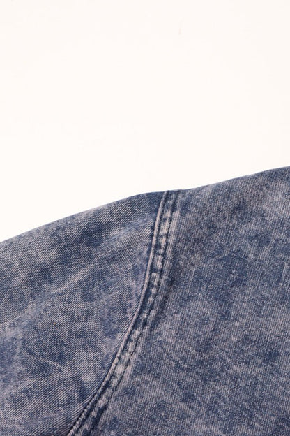 Denim Ostrich Feather Trim Belted Overcoat