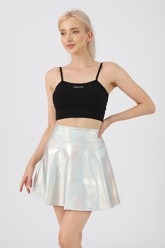 High Waist Color Glossy Performance Skirt