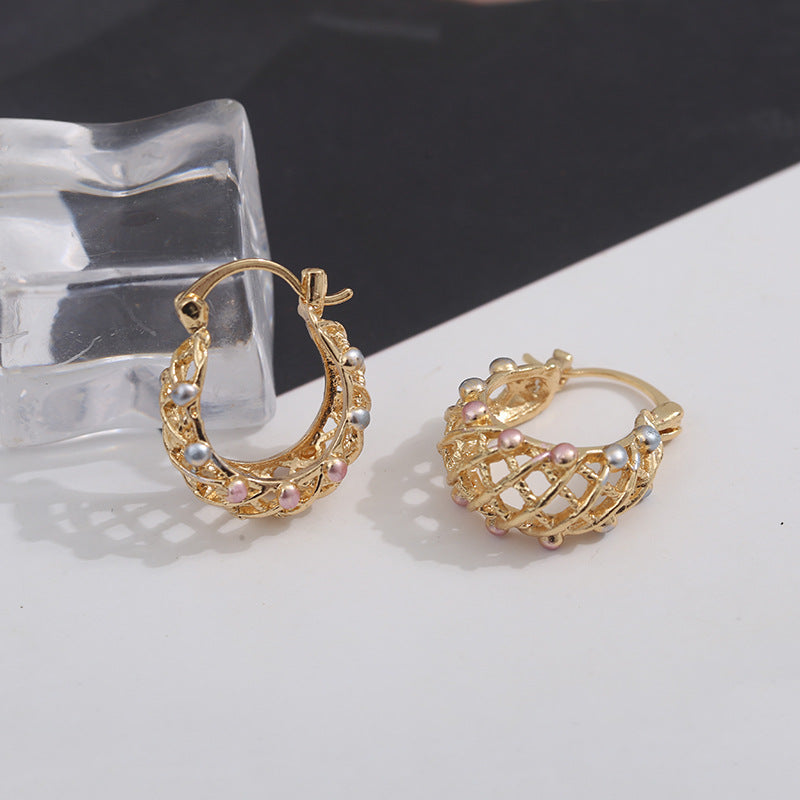 Pearl Gold Hoop Earrings