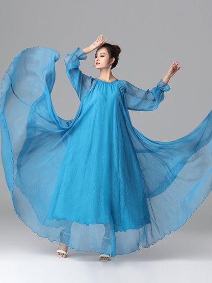 Artistic Retro Loose Color Maxi Dress
