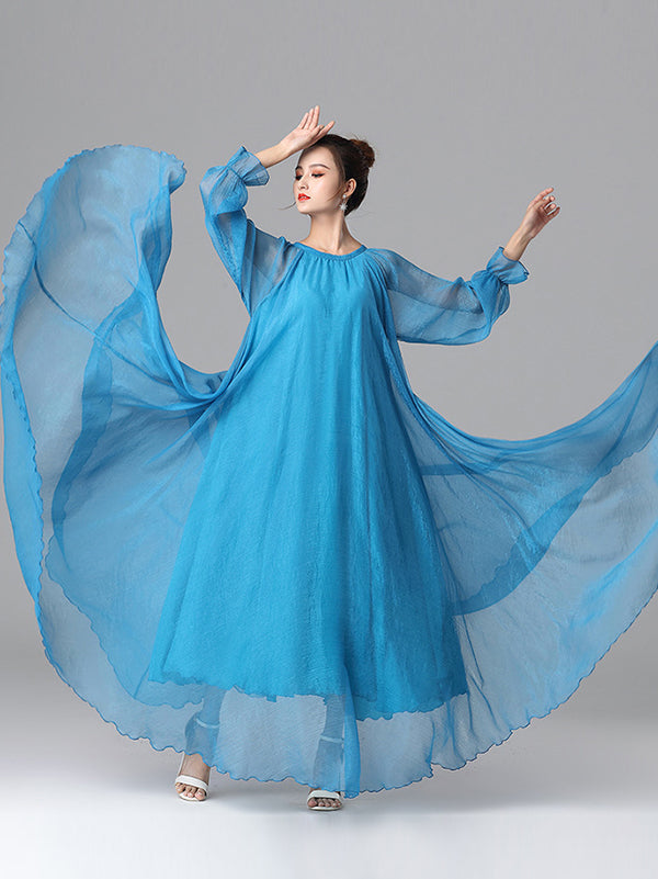 Artistic Retro Loose Color Maxi Dress