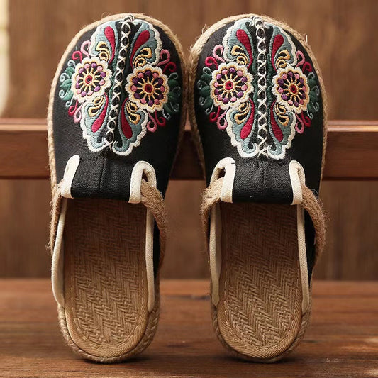 Linen Shoes Flip Flop Flats