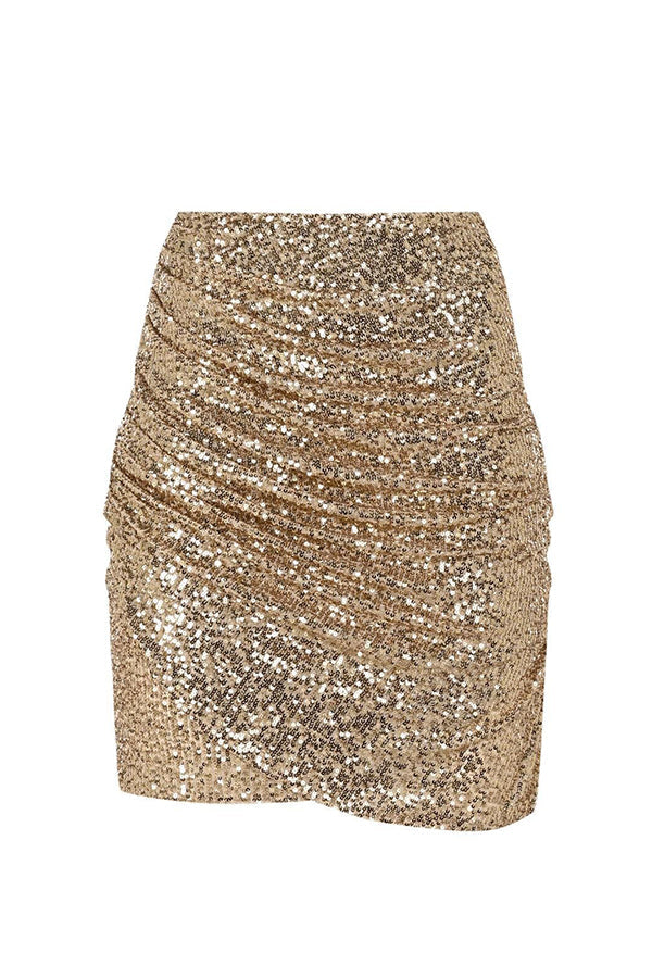 Days Sequined Elastic Waist Ruched Mini Skirt