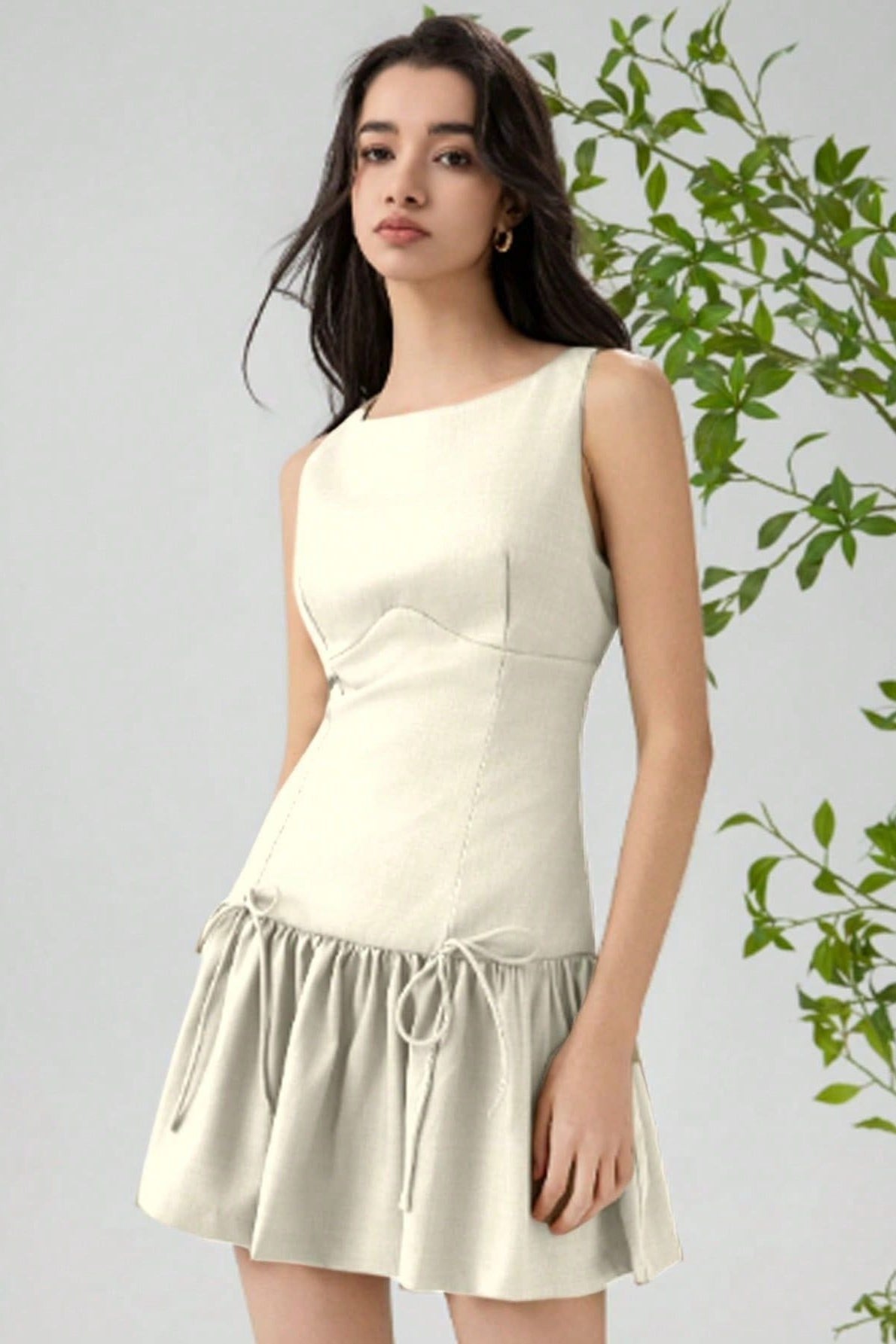 Color Bow Sleeveless Mini Dress