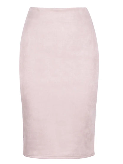Empire Skirts Spring Faux Suede Pencil Skirt High Waist Bodycon Split Thick Stretchy Skirts