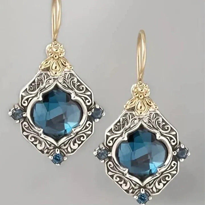 Vintage Blue Crystal Gold