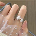 Elegant Shell & Pearl Silver Ring