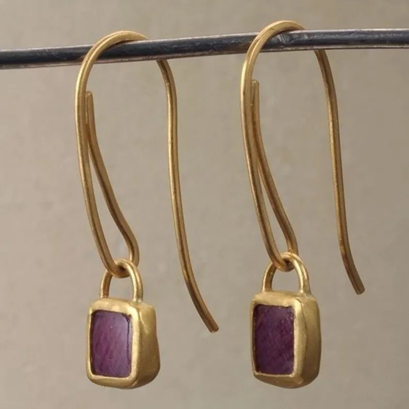 Vintage Purple Stone Earrings