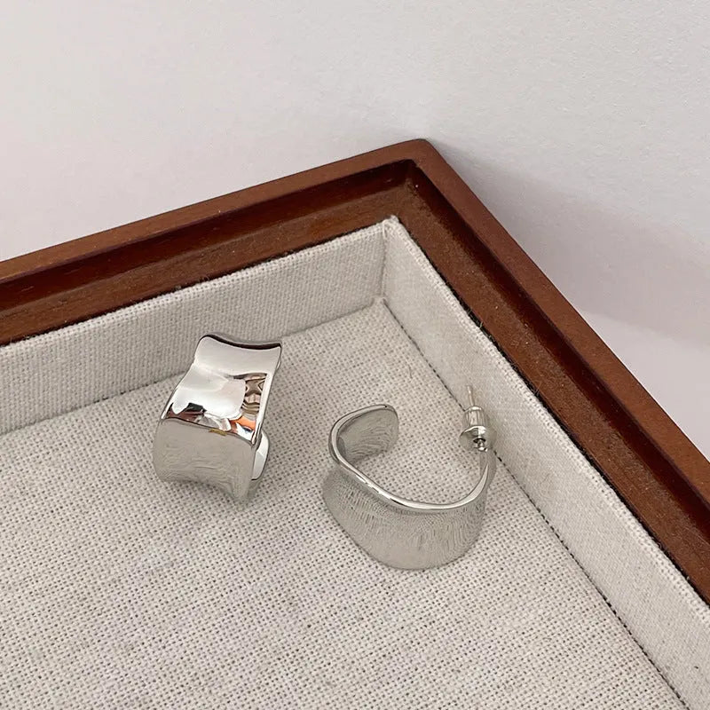 Modern Silver Cuff Earrings