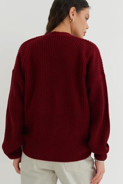 Relaxed Fit Color Cardigan