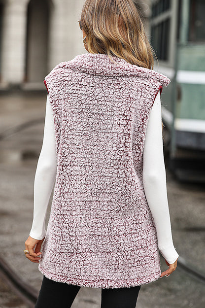 Lapel Sleeveless Pocket Loose Long Vest Coat