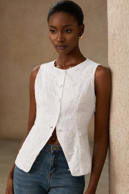 V Neck Single Breated Waistcoat Tank Top