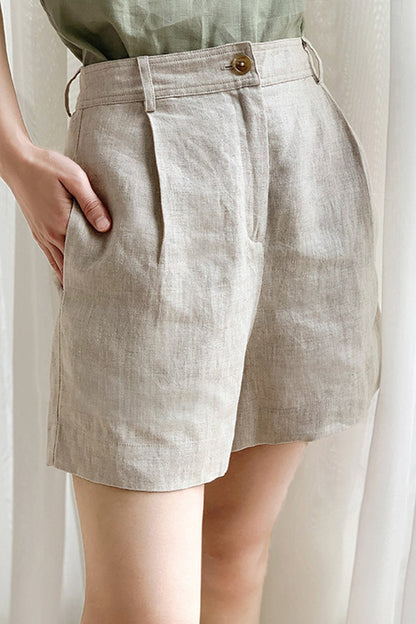 Linen High Waist Shorts
