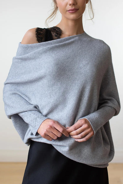 Color Round Neck Long Sleeve Loose Knitted Sweater
