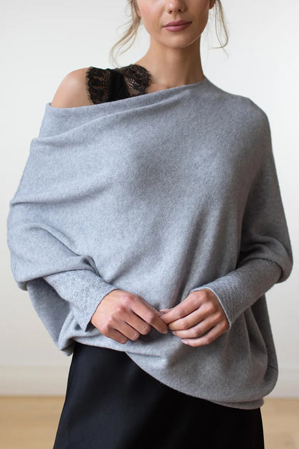 Color Round Neck Long Sleeve Loose Knitted Sweater