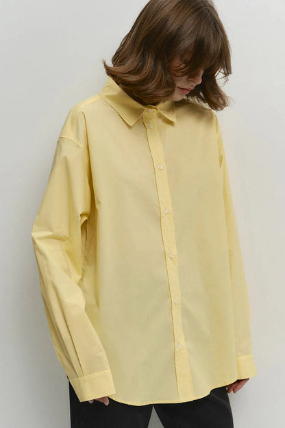 Yellow Cotton Button-up Blouse