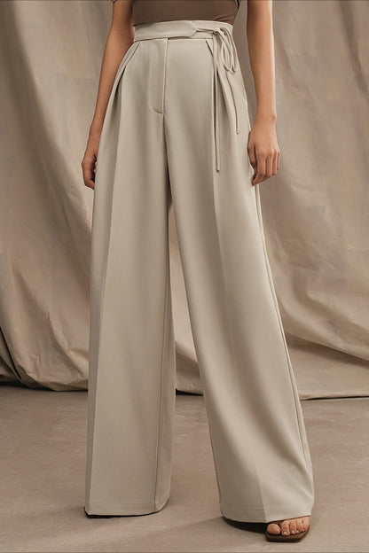 High Waist Tie Wide Leg Long Pants