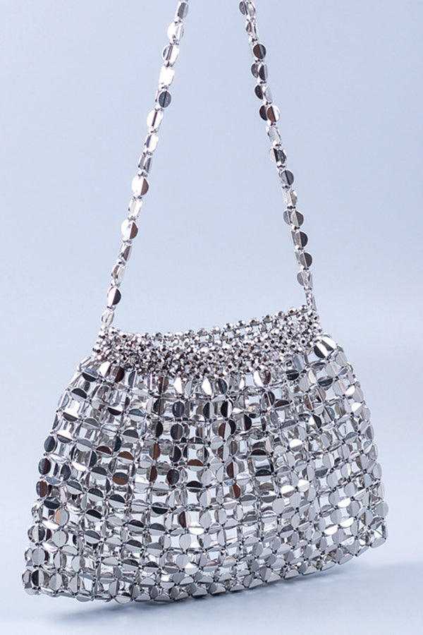Handmade Flat Beaded Beaded Woven Handbag Bag