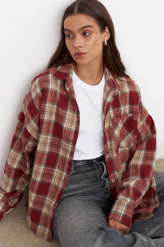 Plaid Relaxed Fit Blouse