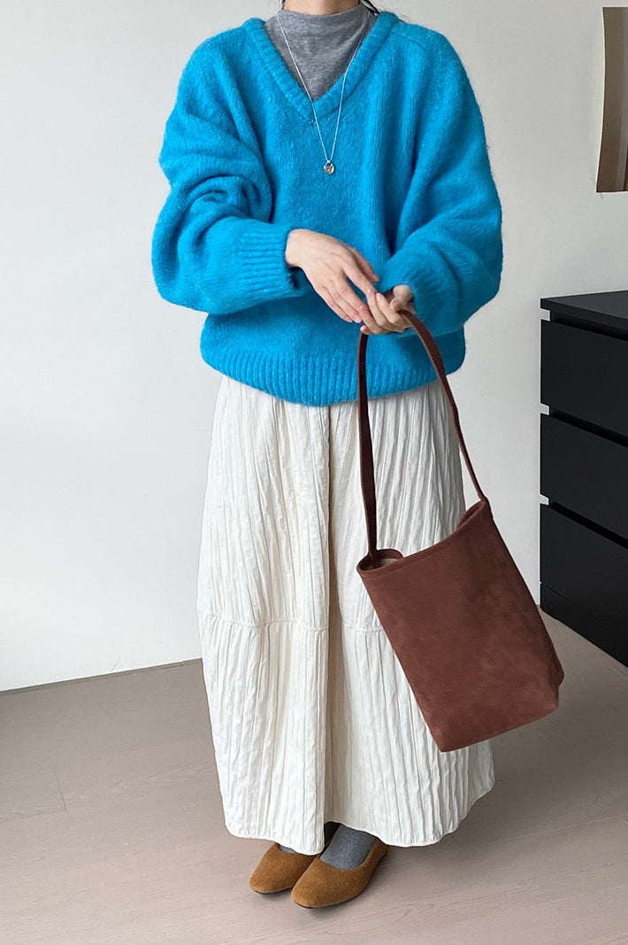Quilted Cotton Puffer Midi Skirt