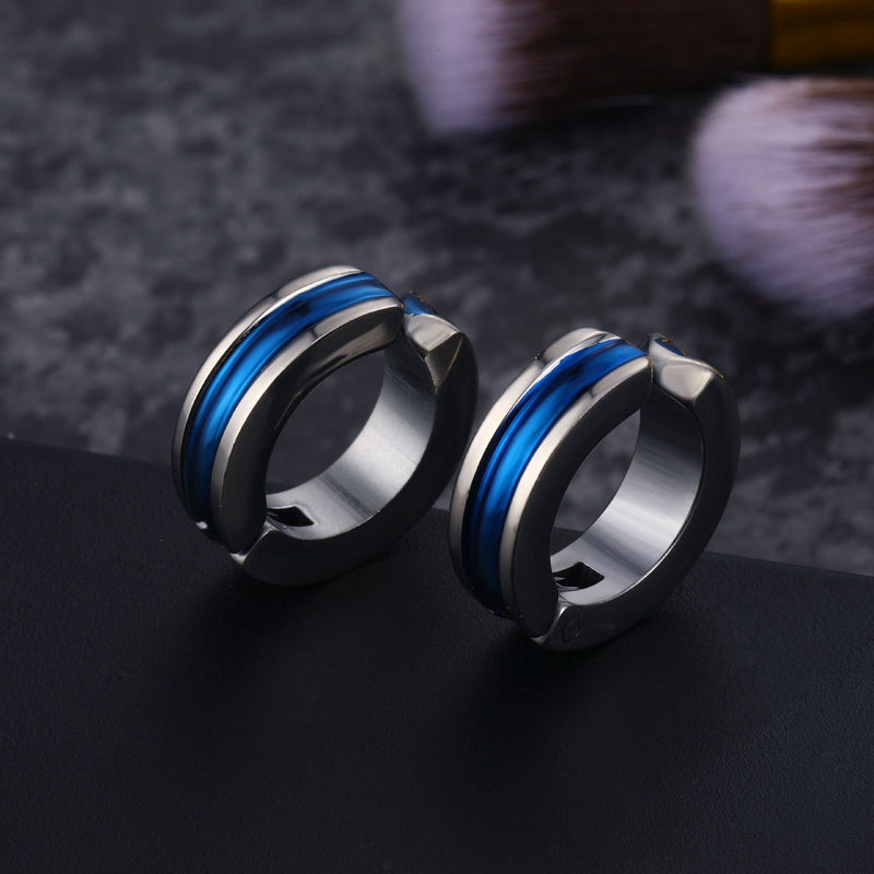 Modern Blue Stripe Earrings