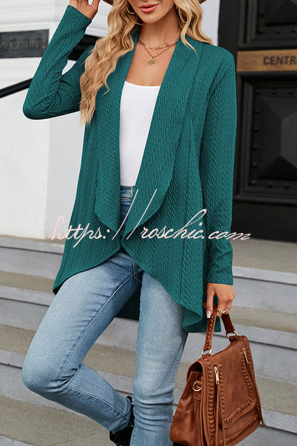 Long Sleeve Color Ruffle Loose Cardigan