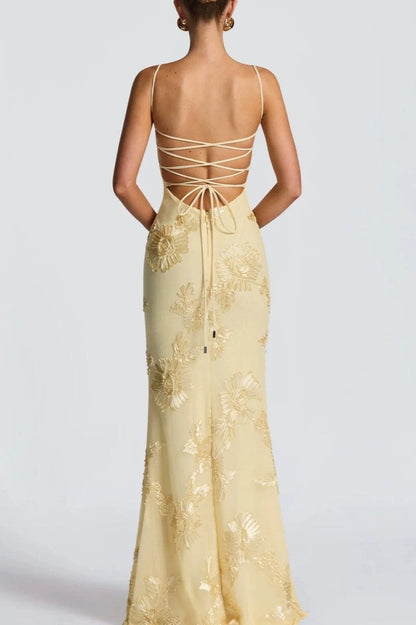 Strapless Embroidered Maxi Dress