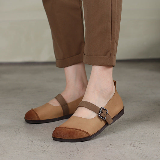 Summer Retro Leather Flat Loafers