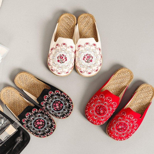 Embroidered Flats Home Slippers