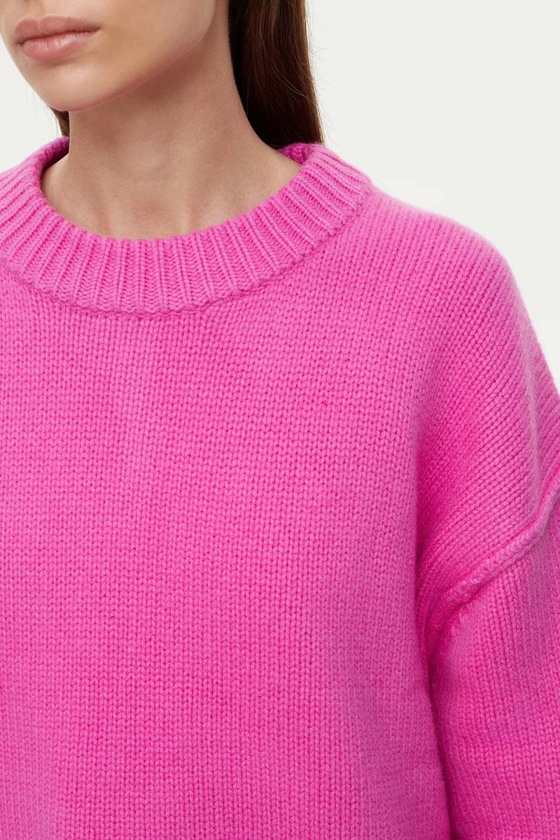 Round Neck Color Pullover Sweater