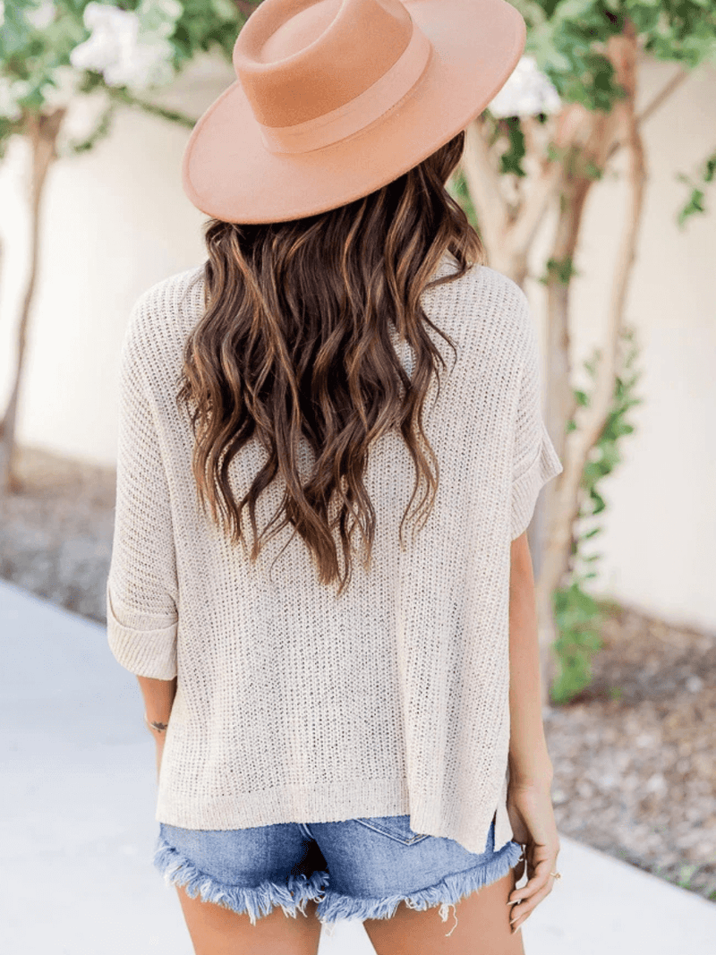 Demetra Ribbed Knit Sweater - Beige