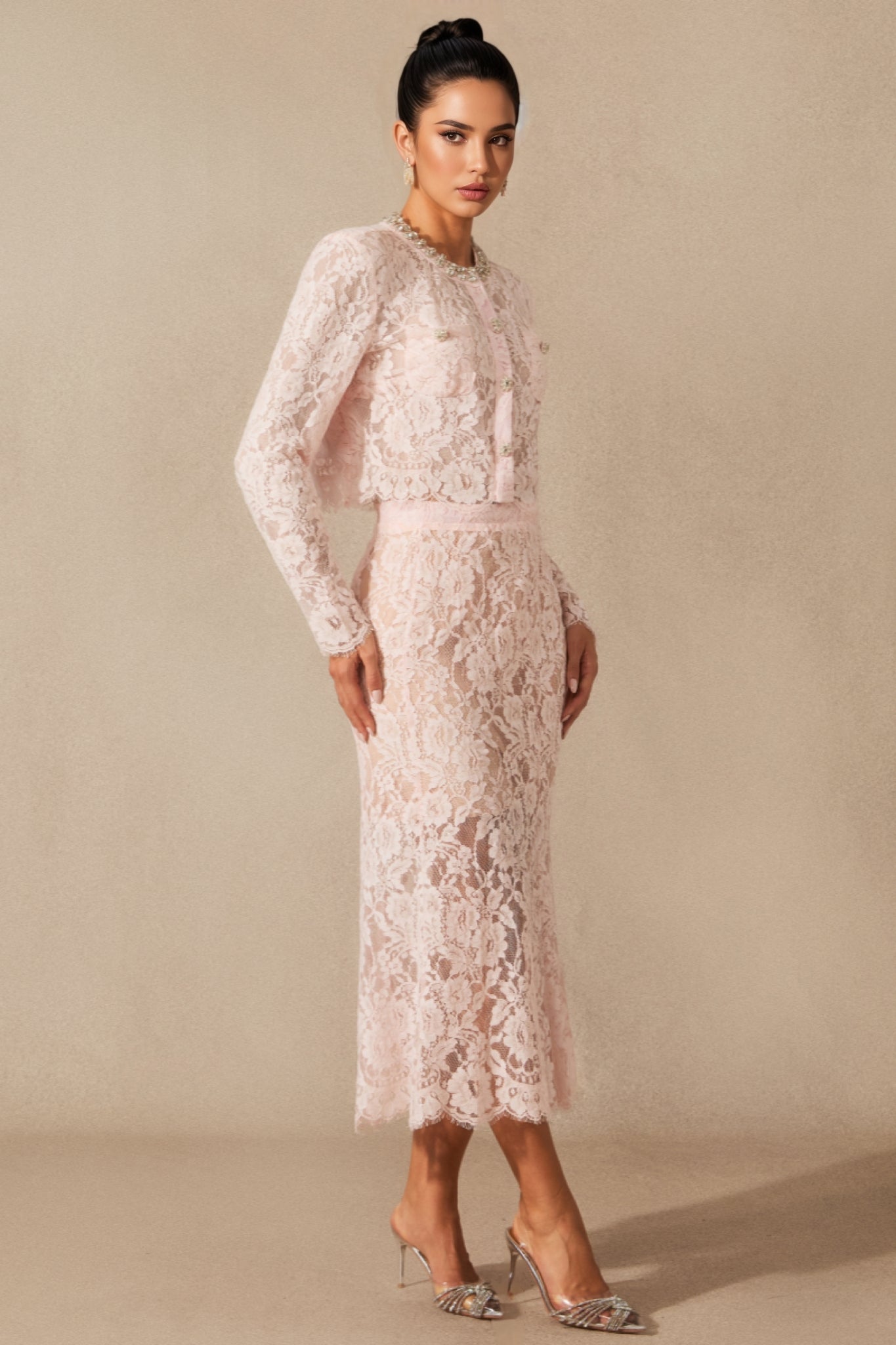 Islay Long Sleeve Lace Midi Dress Set