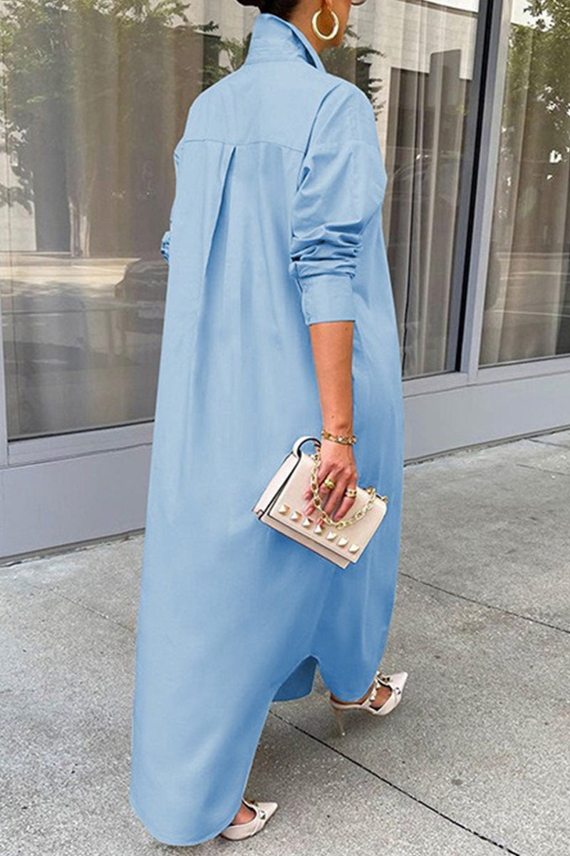 Color Single-breasted Long Blouse