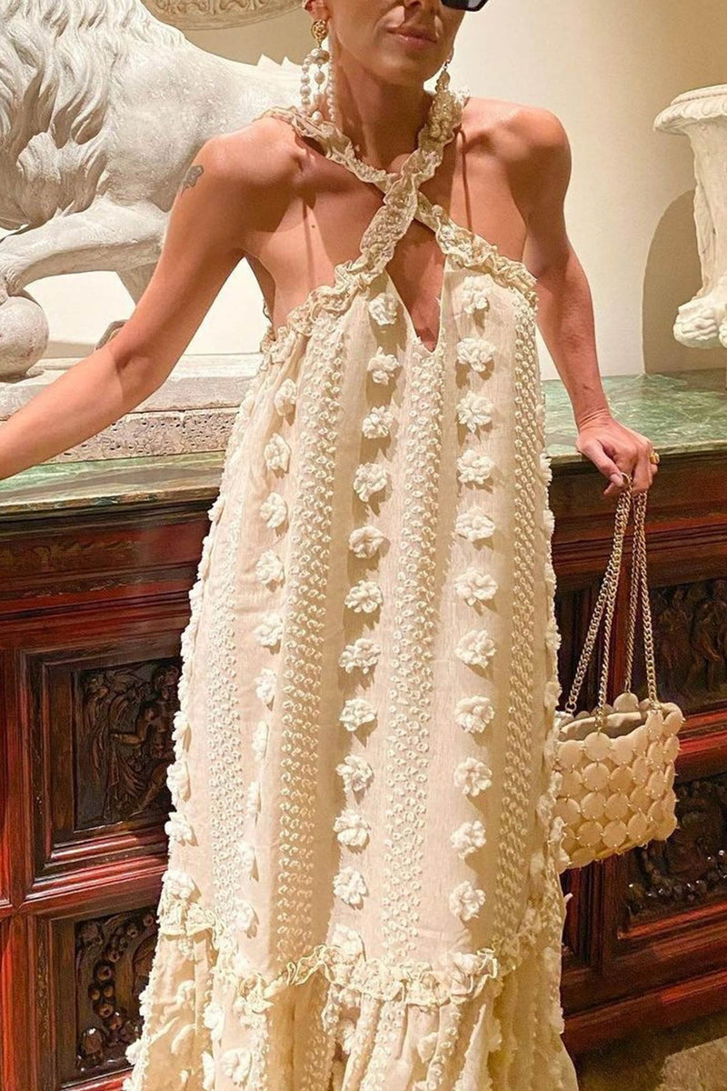 3d Criss-cross Halterneck Maxi Dress