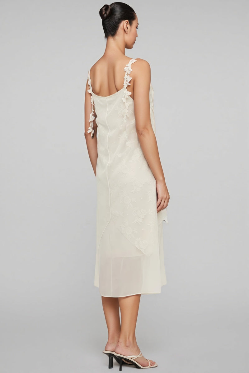Wrenk Sleeveless Embroidered Flower Midi Dress