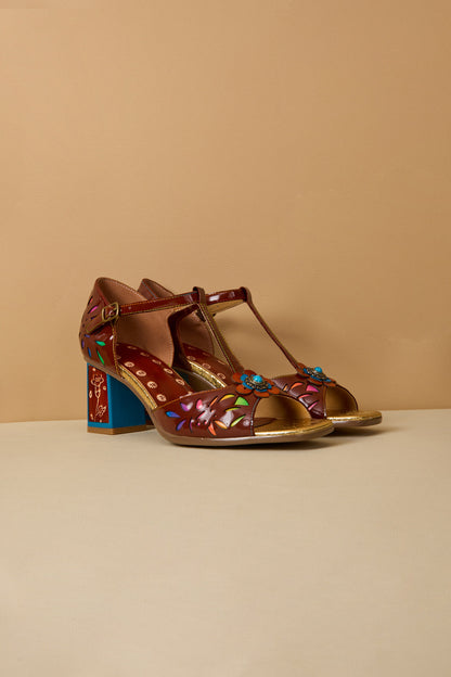Soffia | Roselynn Perforated T-strap Pump