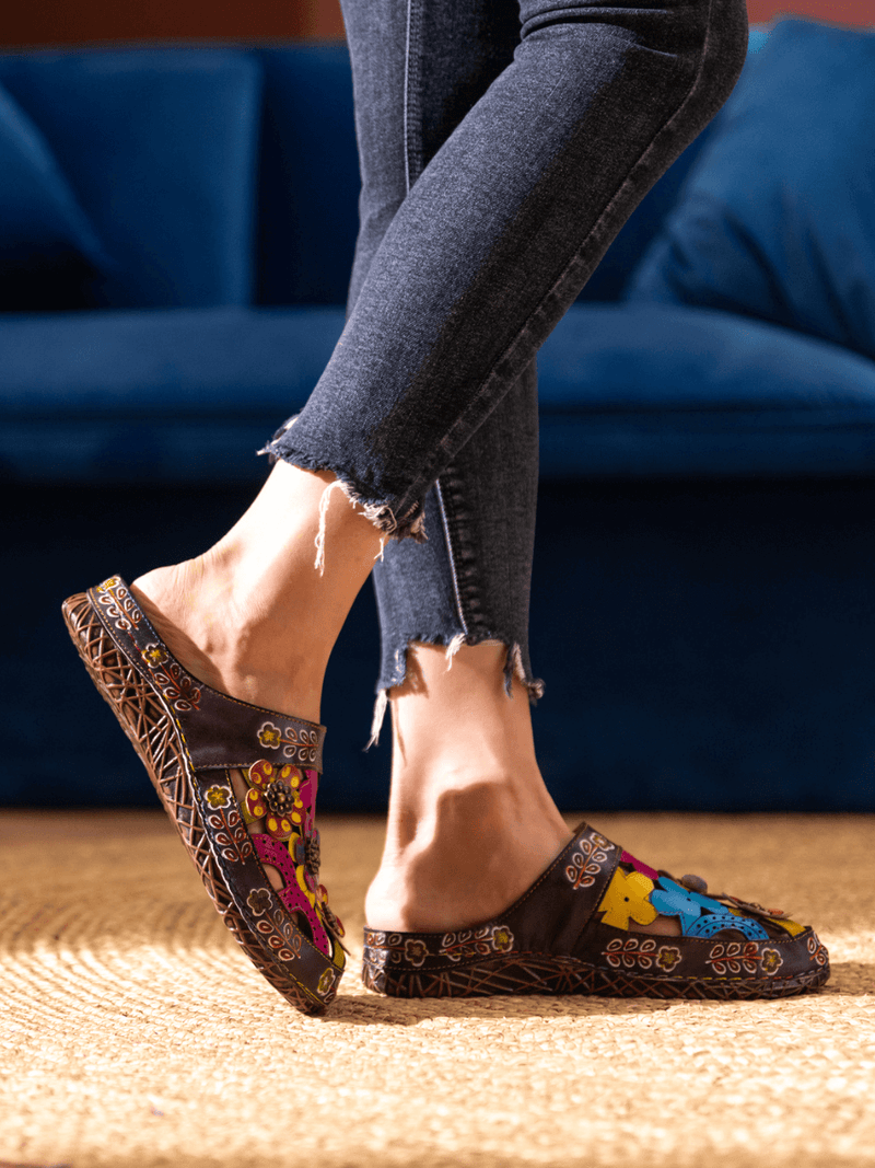 Soffia | Brickell Tropical Cut-out Leather Sandal