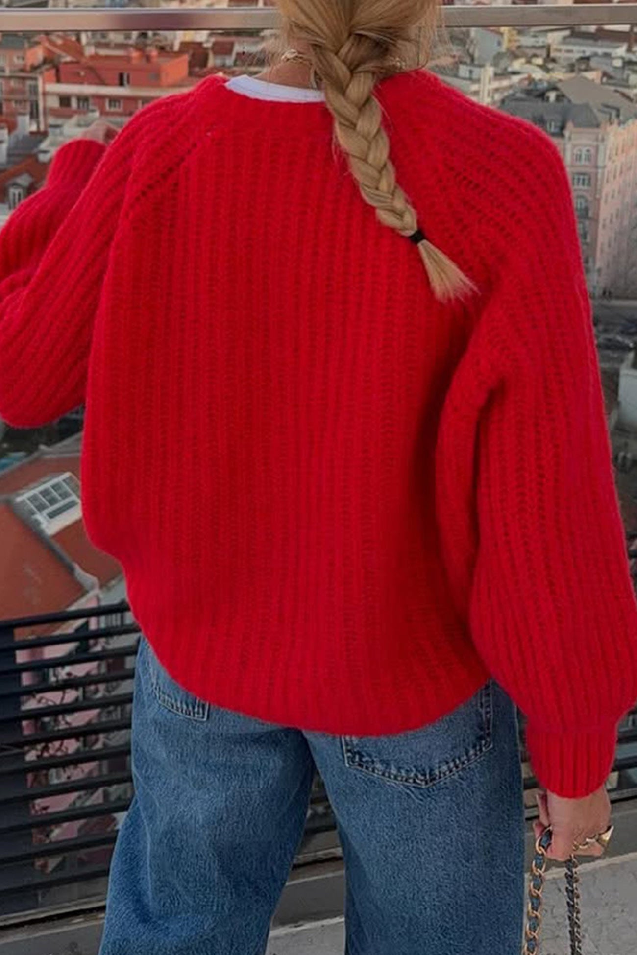 Color Lantern Sleeve Short Cardigan