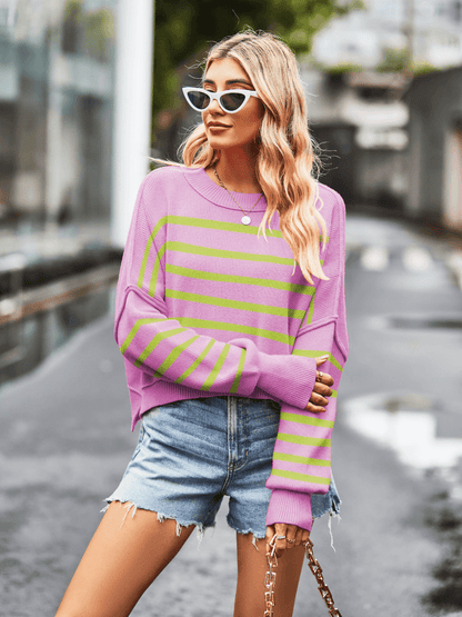 Stanton Striped Colorblock Cropped Sweater