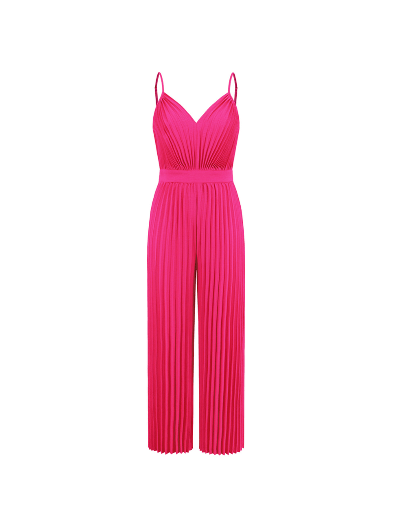 Felicia Plisse Relaxed Jumpsuit - Fuchsia