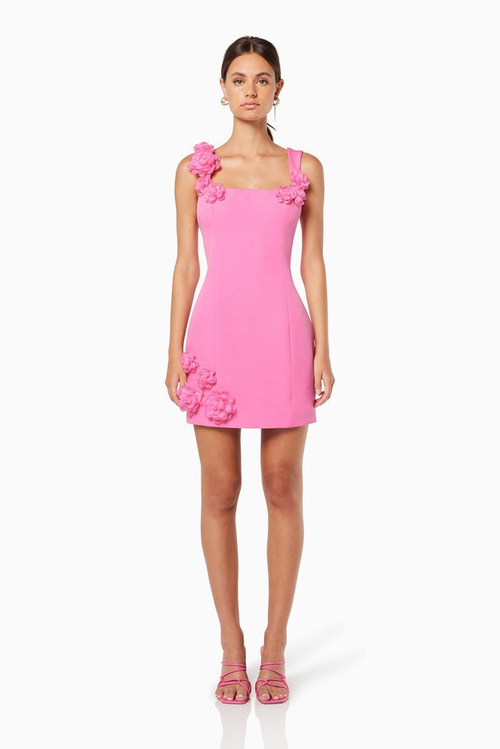 Color 3d Strap Mini Dress