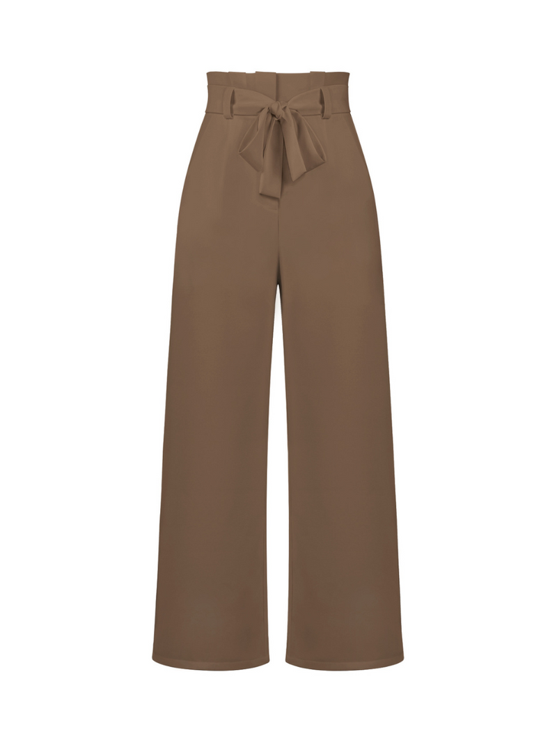 Iconic High Rise Pocketed Trouser Pants - Khaki